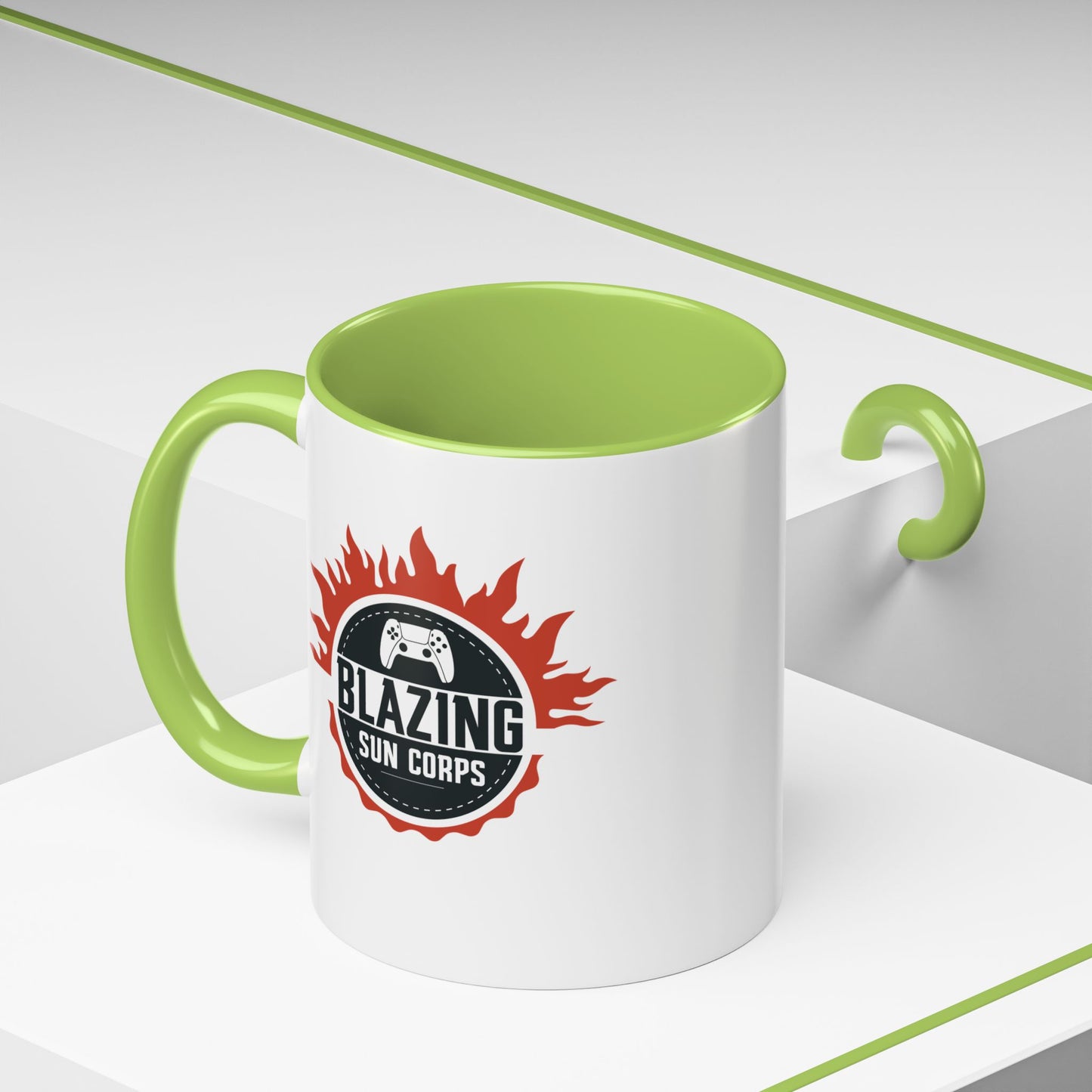 Blazing Sun Corps Accent Coffee Mug – Gamers’ Flame Logo 11/15oz