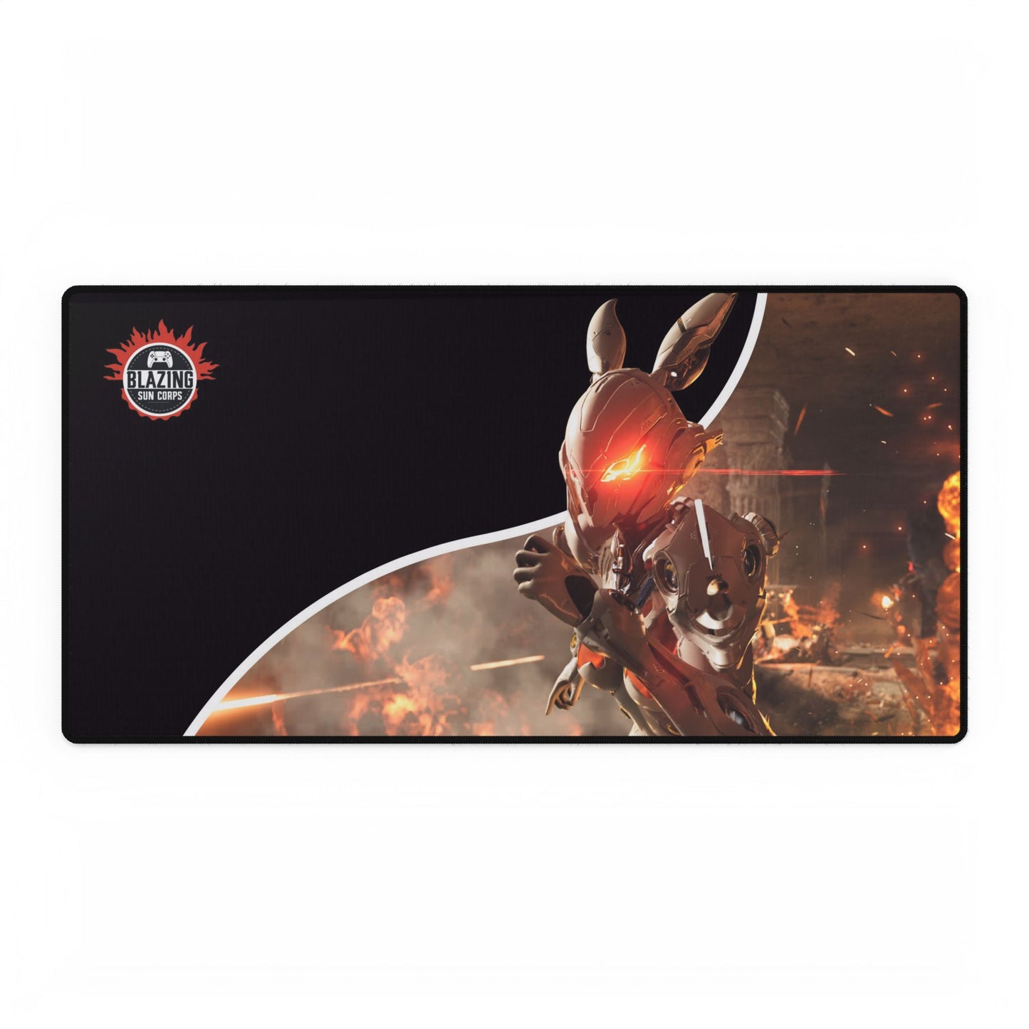 Gaming Desk Mat with Fiery Character Design