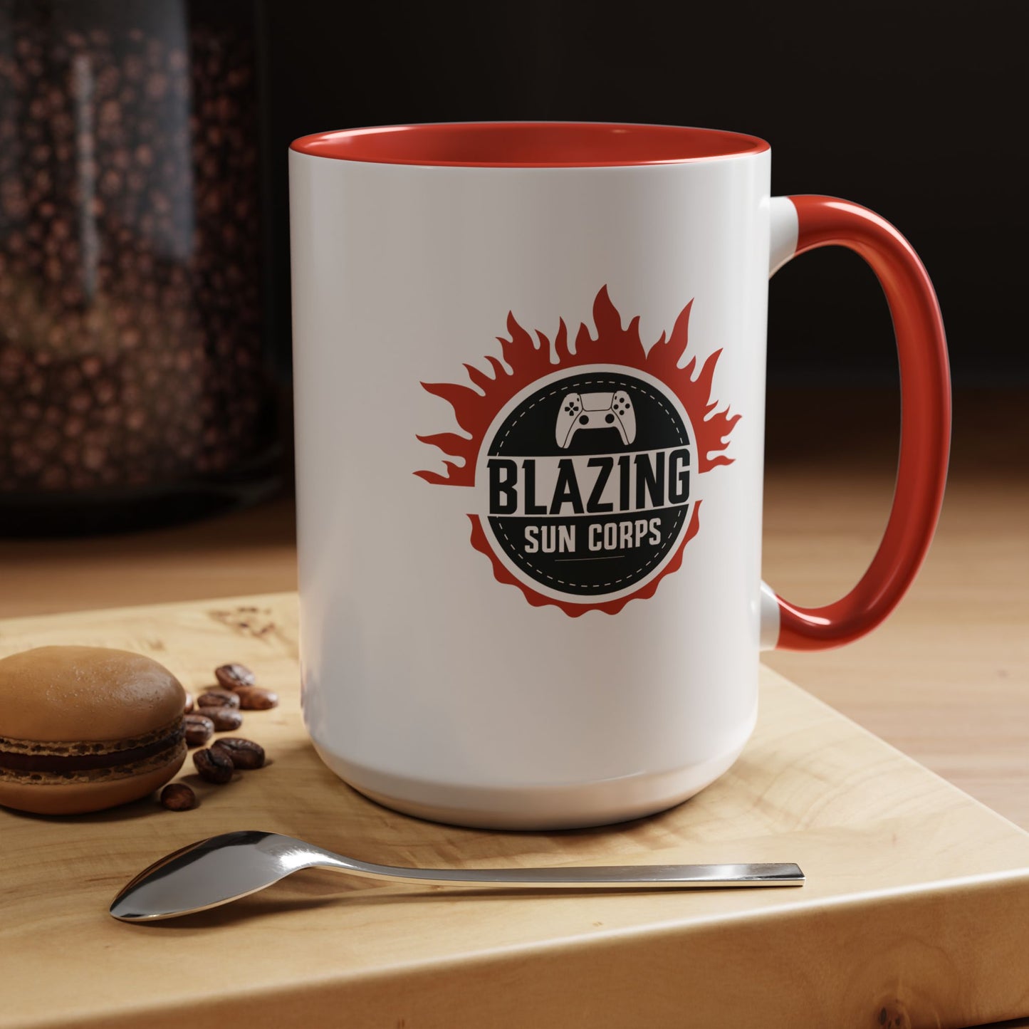 Blazing Sun Corps Accent Coffee Mug – Gamers’ Flame Logo 11/15oz