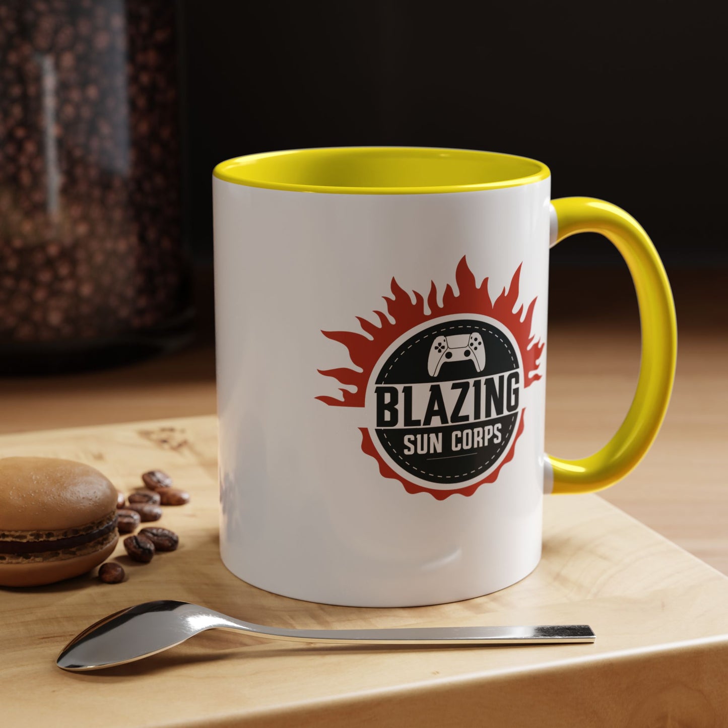 Blazing Sun Corps Accent Coffee Mug – Gamers’ Flame Logo 11/15oz