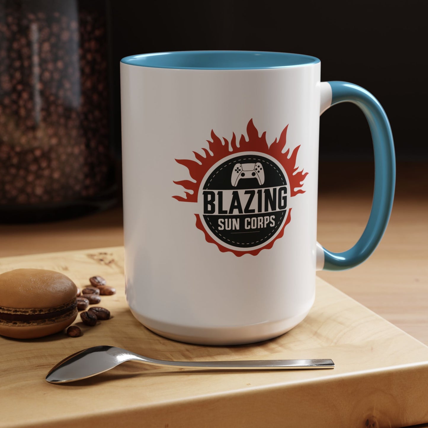 Blazing Sun Corps Accent Coffee Mug – Gamers’ Flame Logo 11/15oz