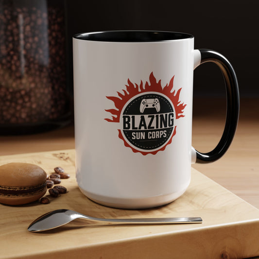 Blazing Sun Corps Accent Coffee Mug – Gamers’ Flame Logo 11/15oz