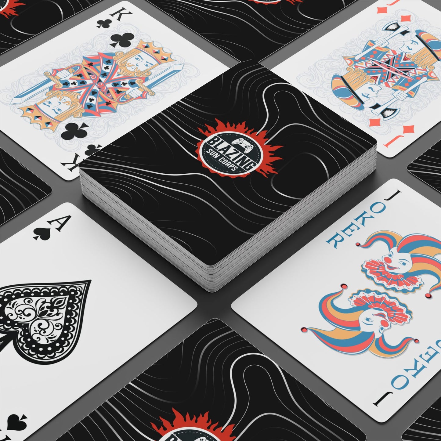 Blazing Sun Corps Poker Playing Cards — Premium Custom Deck with Ornate Ace of Spades
