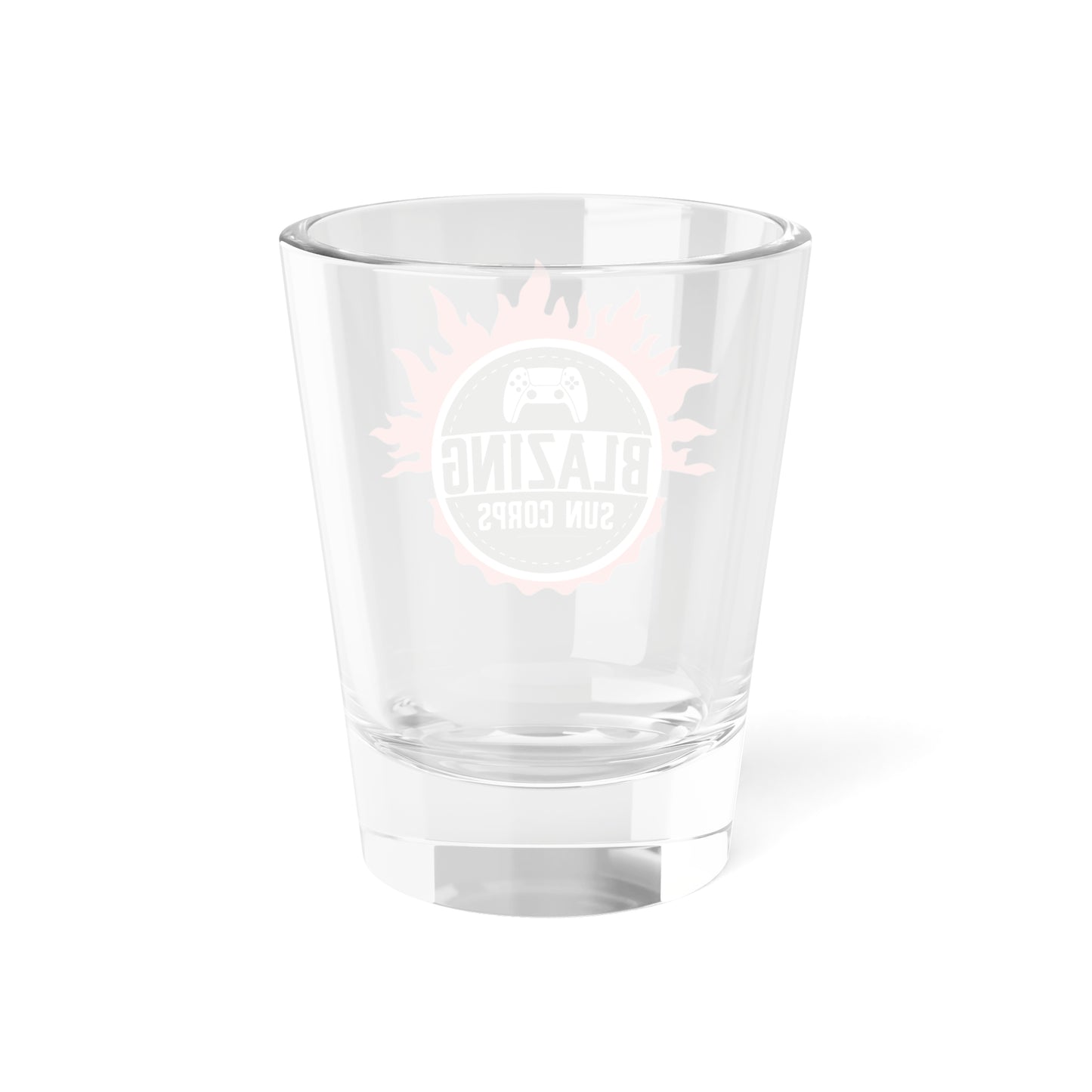 Blazing Sun Corps Shot Glass, Party Favor, Gaming Drinkware, Gift for Gamers, Unique Barware, Entertainment Souvenir
