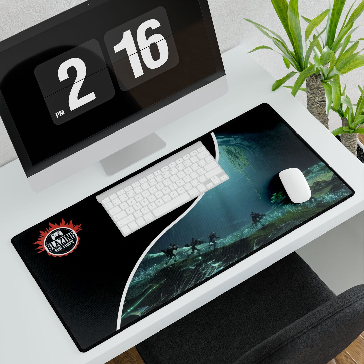 Gaming Desk Mat - Blazing Sun Crew Design, Large Mouse Pad, Perfect for Home Office & Gamers