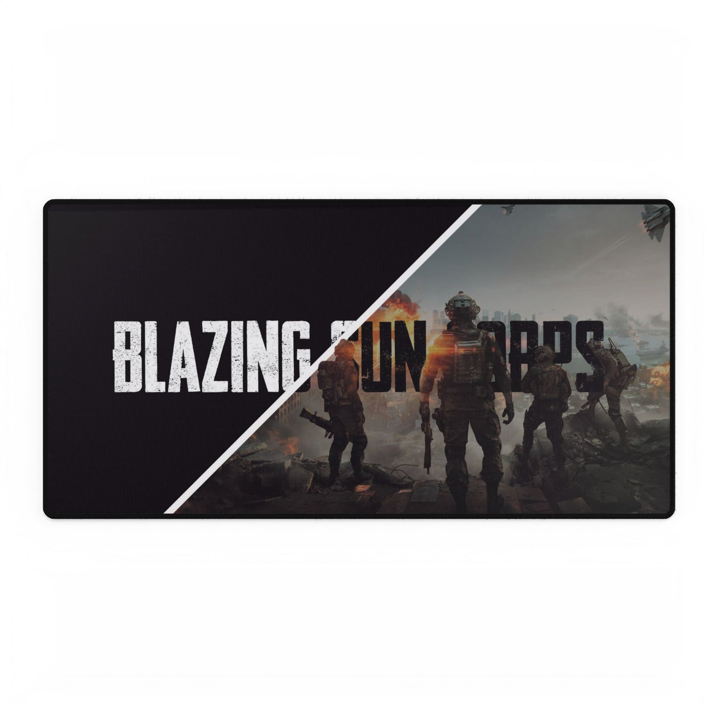 Gaming Desk Mats with Blazing Gun Corps Design, Gamer Gifts, Office Decor, Computer Accessories, Customizable Gaming Gear