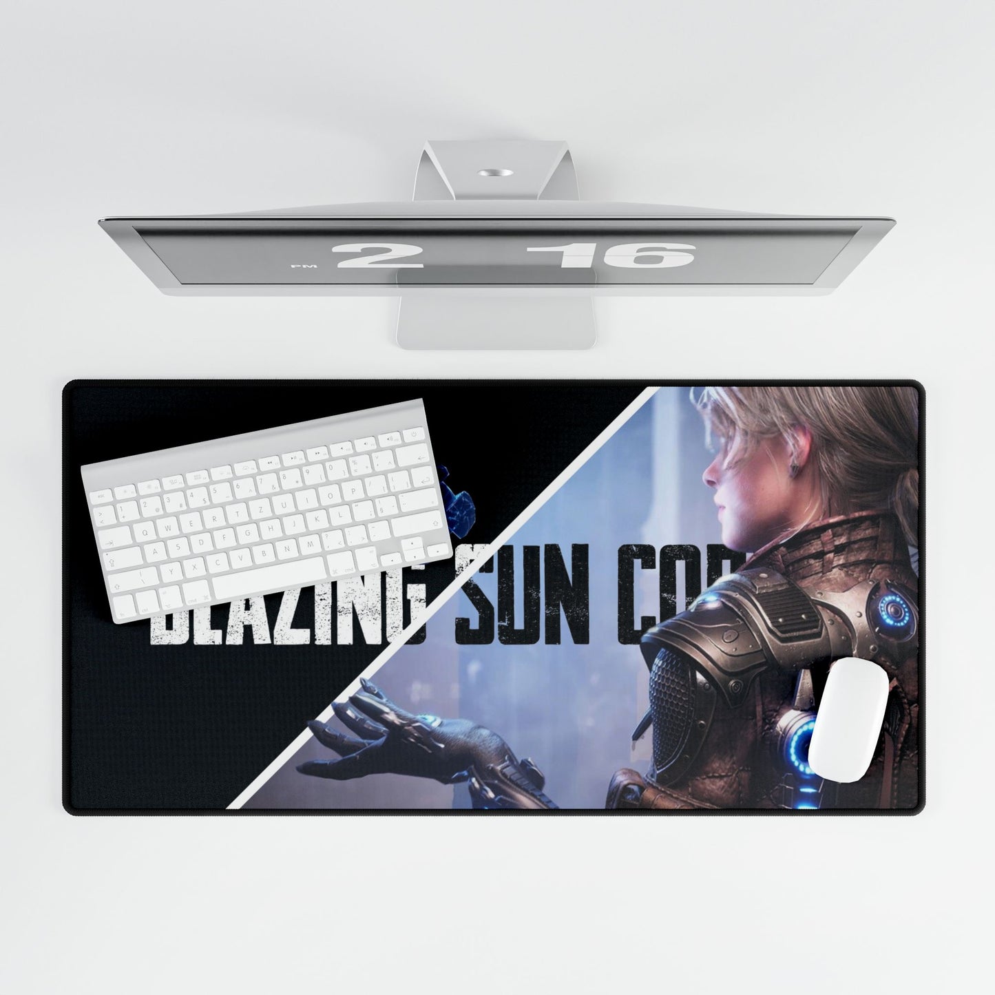 Blazing Sun Code Gaming Desk Mat, Large Mouse Pad, Computer Accessory, Gamer Gift, Desk Decor, Office Supply