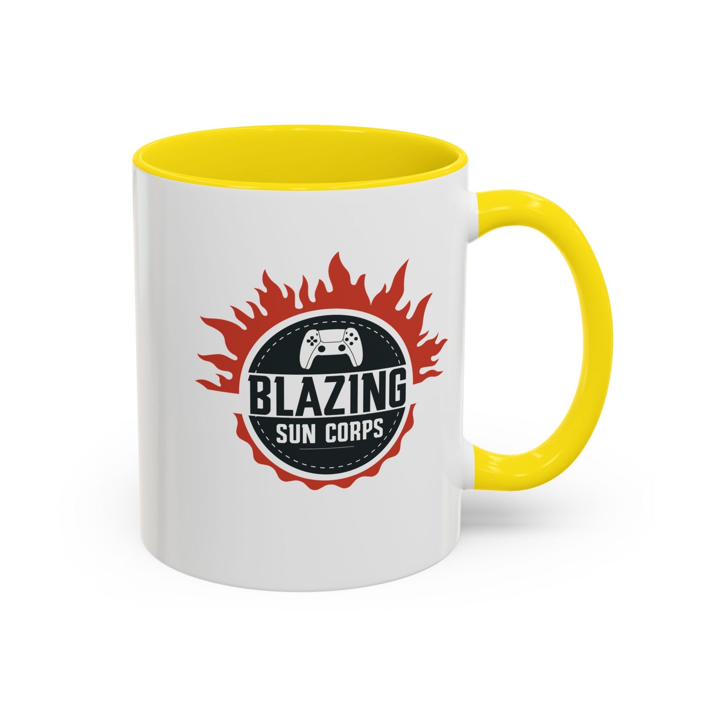 Blazing Sun Corps Accent Coffee Mug – Gamers’ Flame Logo 11/15oz