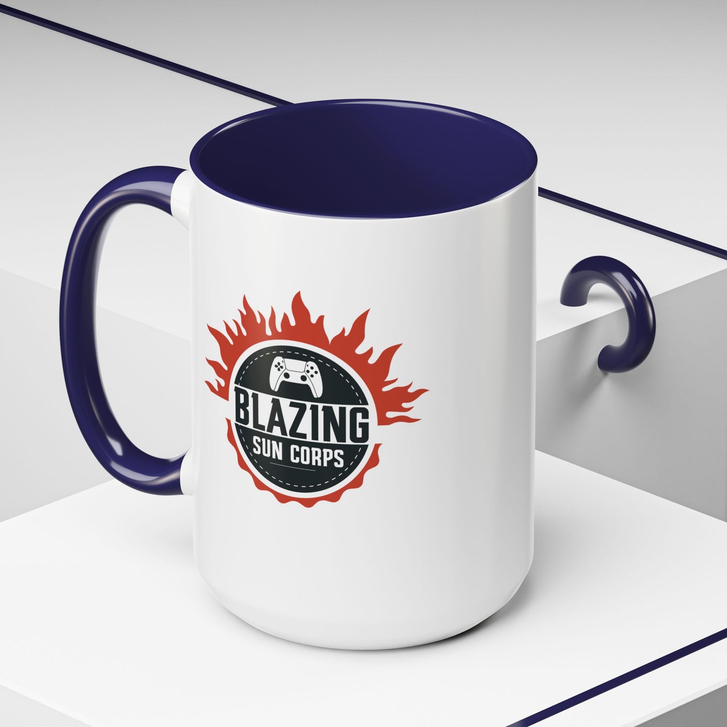 Blazing Sun Corps Accent Coffee Mug – Gamers’ Flame Logo 11/15oz