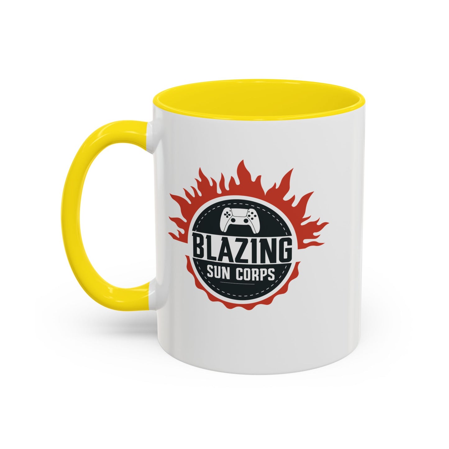 Blazing Sun Corps Accent Coffee Mug – Gamers’ Flame Logo 11/15oz