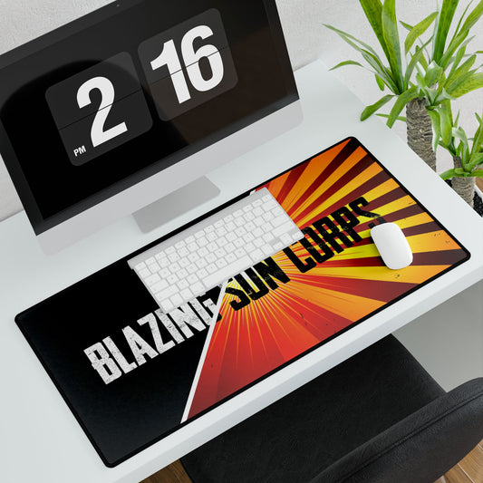 Blazing Sun Corps Desk Mat - Gaming Desk Pad, Mouse Pad, Office Decor, Unique Gift for Gamers, Bright Colorful Design