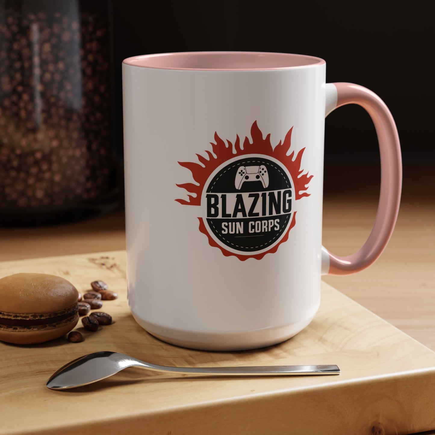 Blazing Sun Corps Accent Coffee Mug – Gamers’ Flame Logo 11/15oz