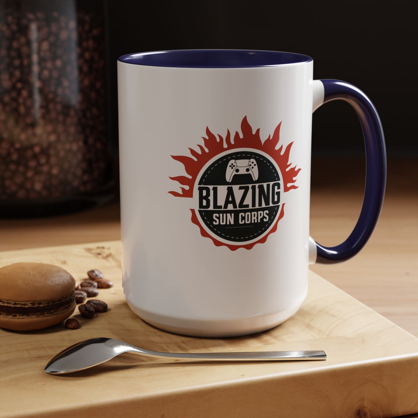 Blazing Sun Corps Accent Coffee Mug – Gamers’ Flame Logo 11/15oz