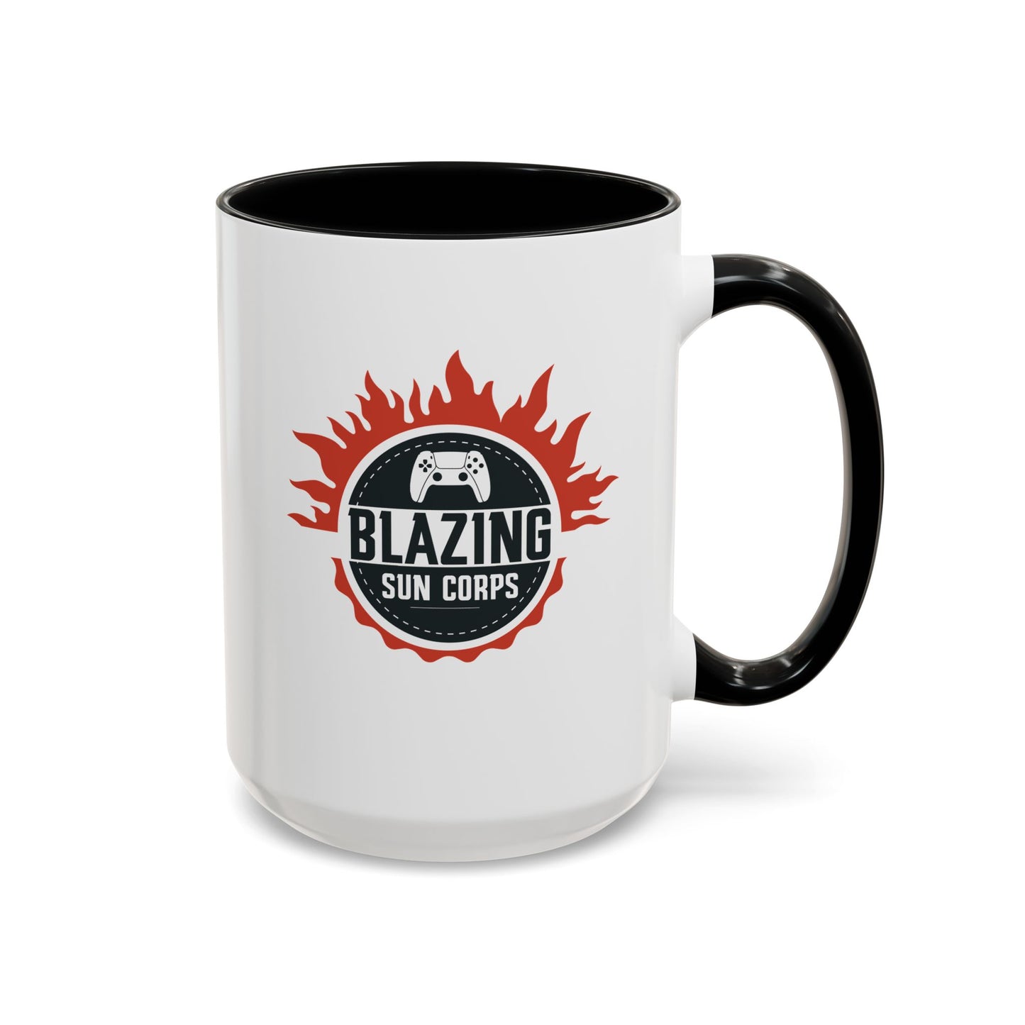 Blazing Sun Corps Accent Coffee Mug – Gamers’ Flame Logo 11/15oz