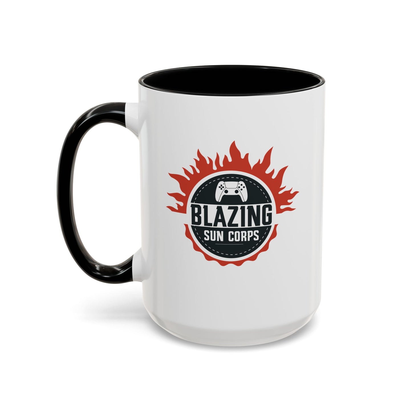 Blazing Sun Corps Accent Coffee Mug – Gamers’ Flame Logo 11/15oz